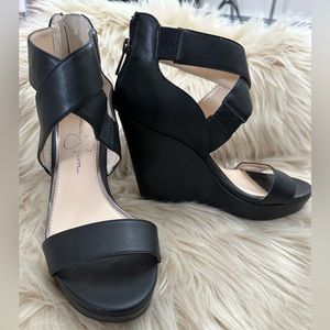 JESSICA SIMPSON Jamilee black wedge sandal Size 6.5